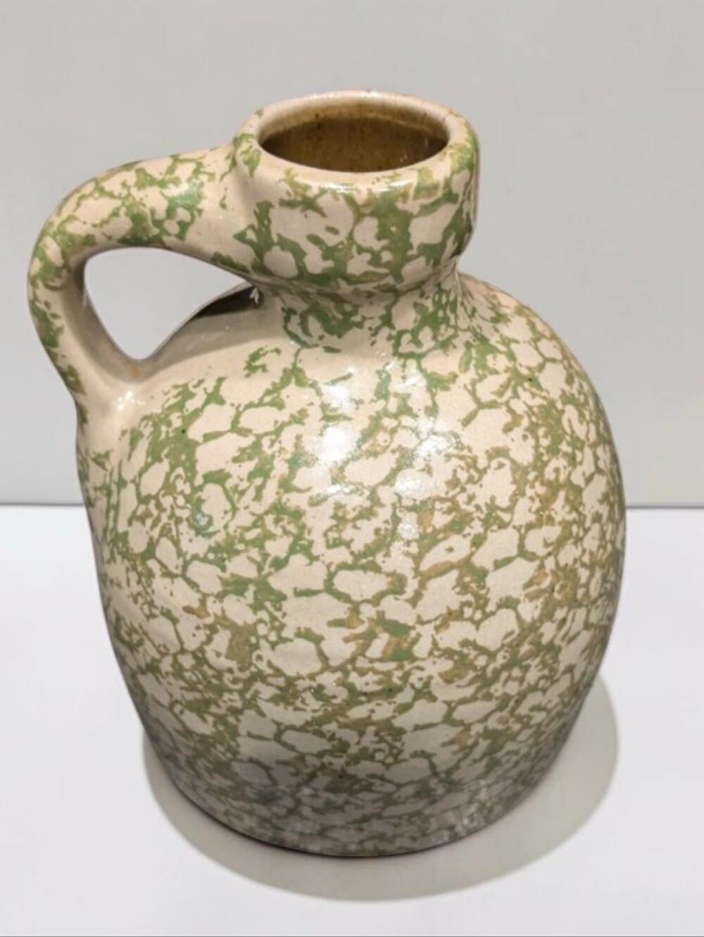 Beaumont Brothers Pottery Green Spongeware Salt Glaze Jug Pitcher BBP